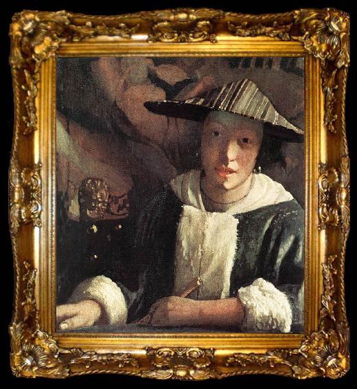 framed  Jan Vermeer Young Girl with a Flute, ta009-2